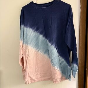 Womens PINK Tie-Dye Long Sleeve Shirt - Blue and Pink